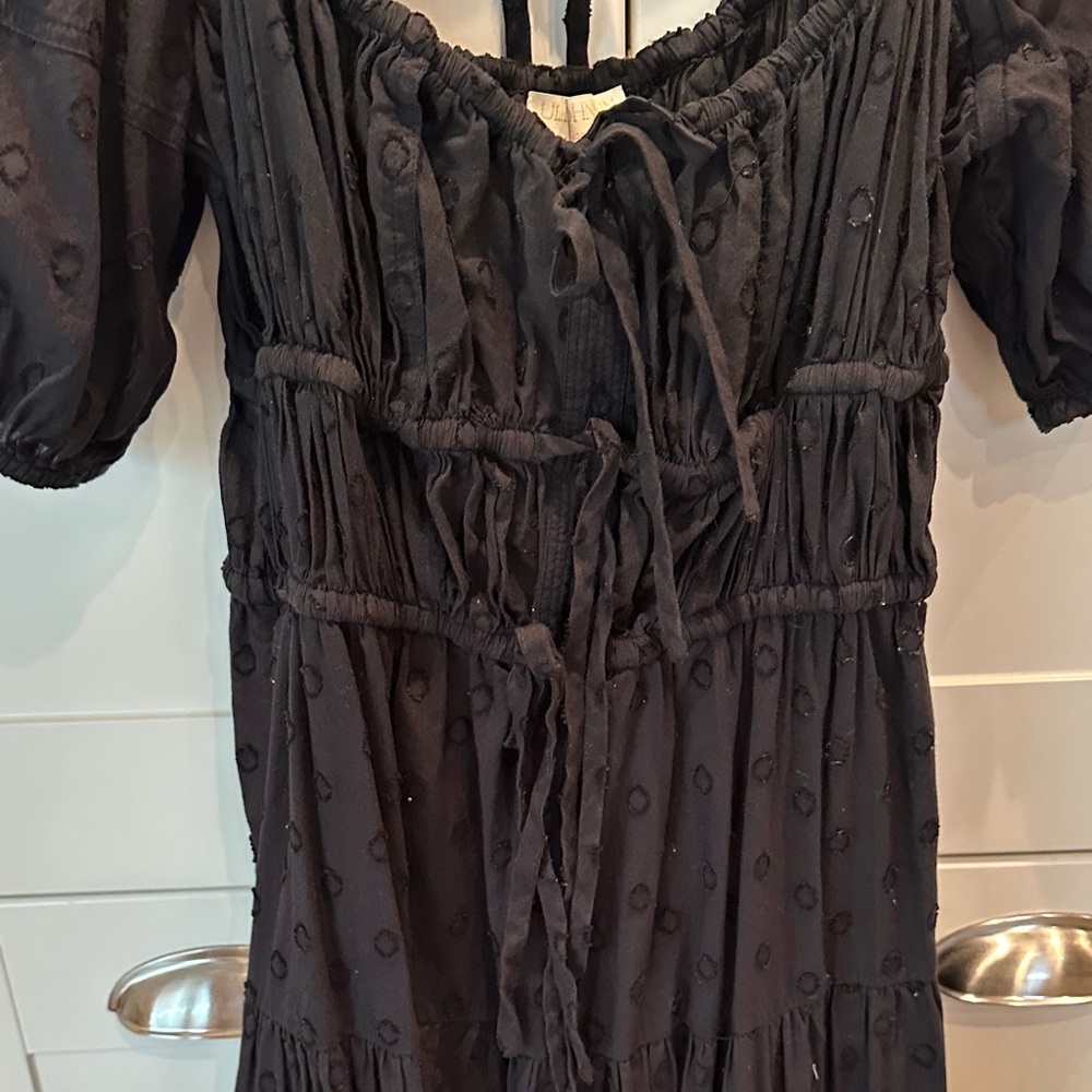 Ulla Johnson Black One-Shoulder Puff Sleeve Dress - Picture 6 of 6